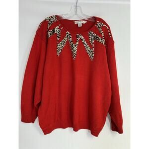 VTG 80s WORK IN PROGRESS Knit Sequin Sweater SIZE 22/24 Party Holidays